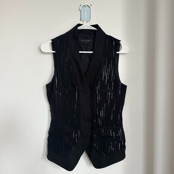 rag & bone Tops - Black Vest | Shiny | Rag & Bone